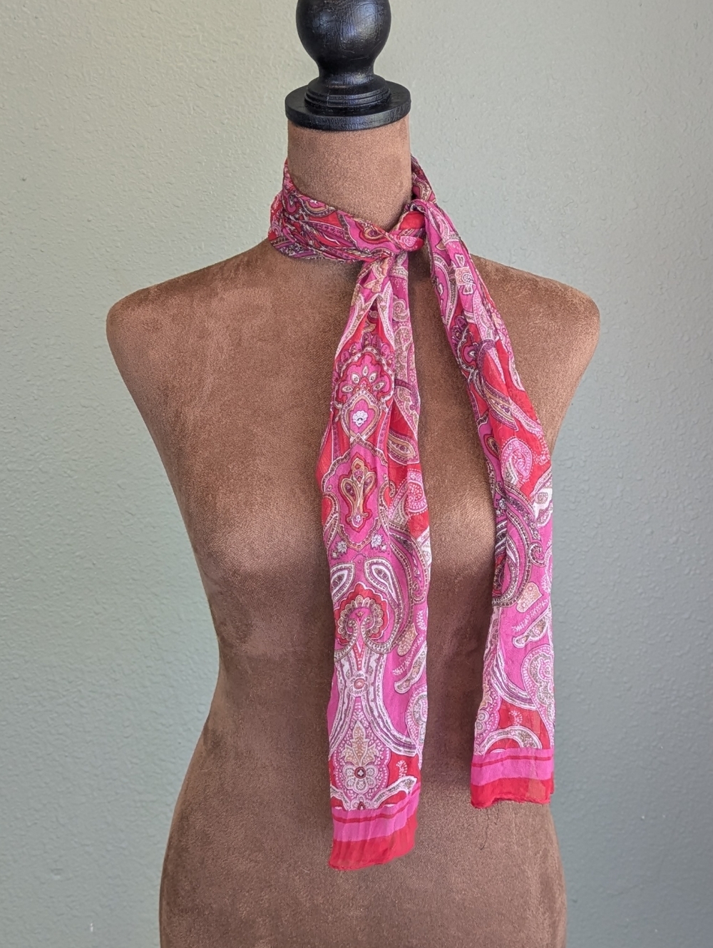 Pink Paisley Long Women's Neck Scarf - Elegant Lightweight Wrap